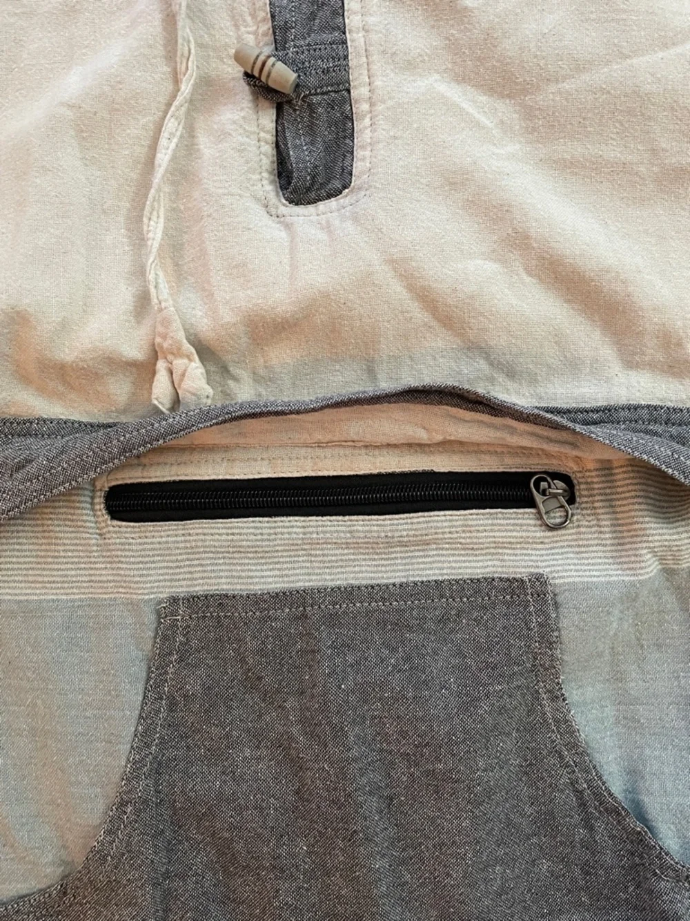 ARK IMPORTS Nepal Boho Cotton Hooded Kangaroo Wooden Button Hippie Coastal Top - Picture 7 of 12